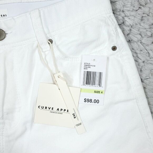 Curve Appeal Rae High Rise Straight Jeans Size 4 27 White Concealed Comfort - Picture 4 of 8